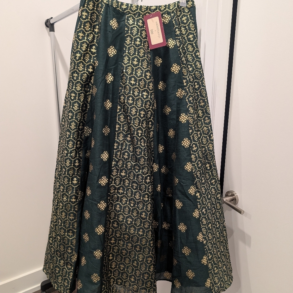 Green and Gold Lehenga Skirt
